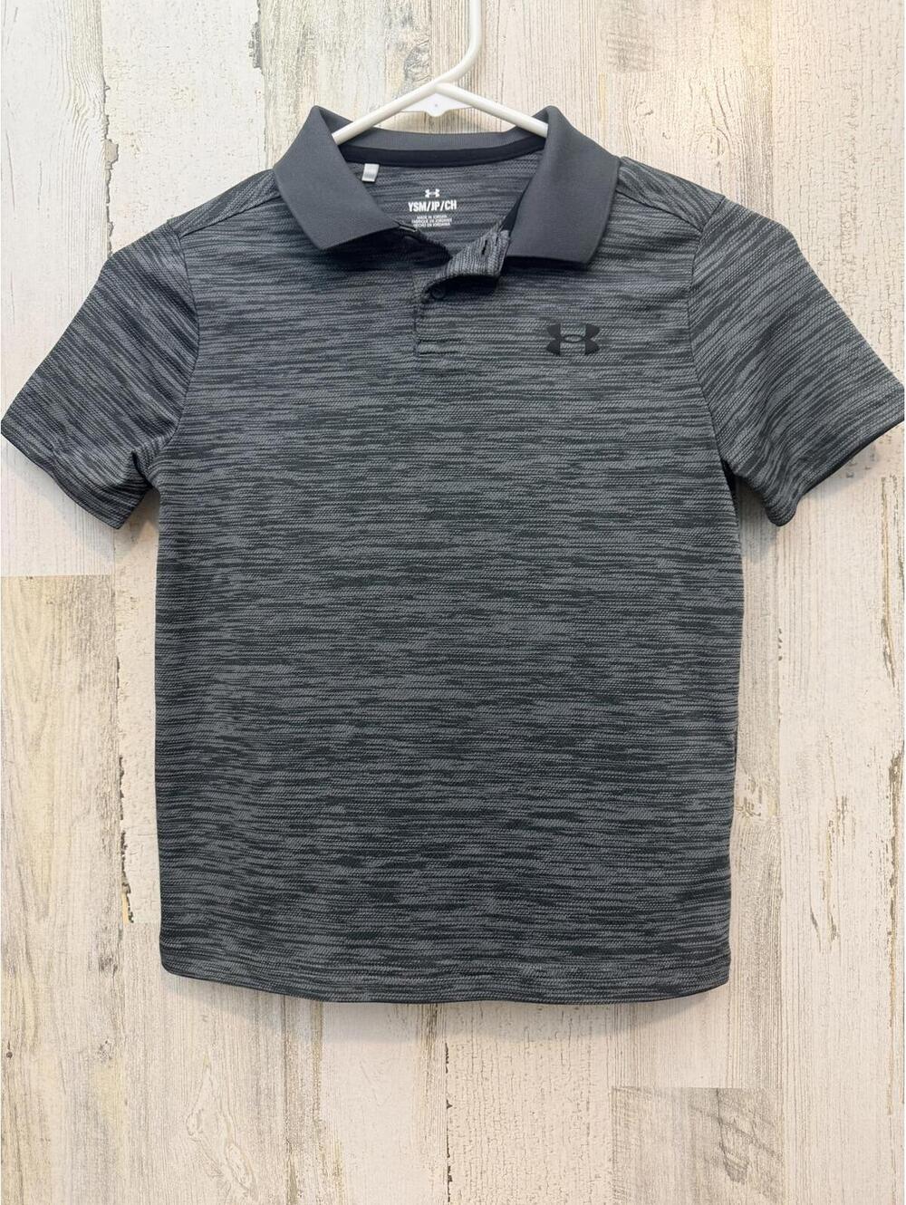 Under Armour Boys Youth Small Gray Polo Shirt Performance Short Sleeve - Picture 1 of 5